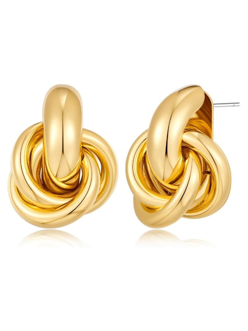 Gold Plated Brass Geometric Knot Drop Dangle Earrings for Women Statement